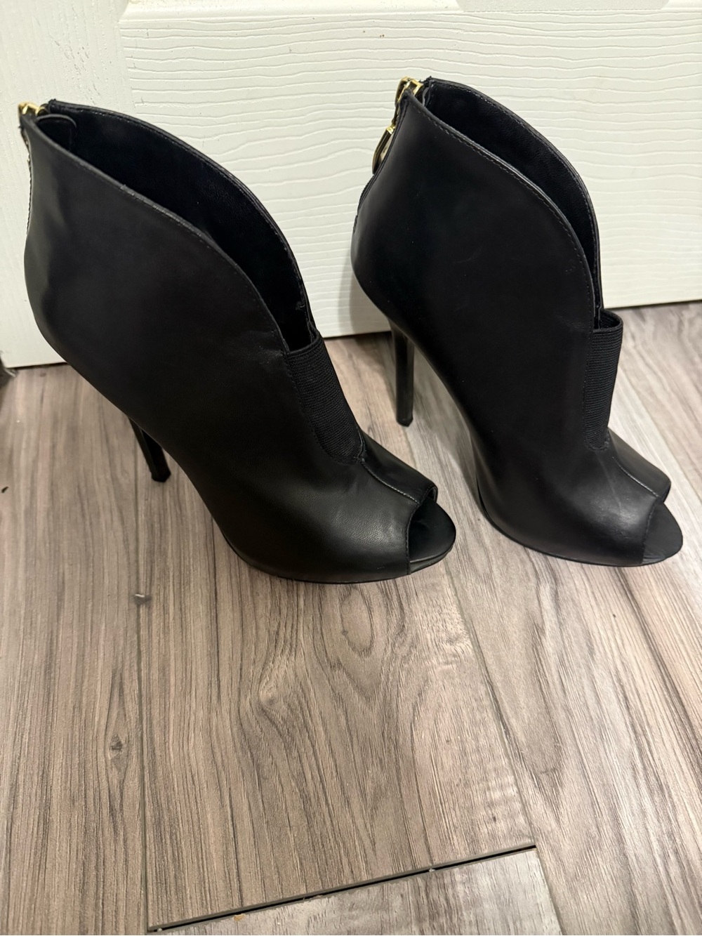 GUESS Black Peep-Toe Stiletto Ankle Booties